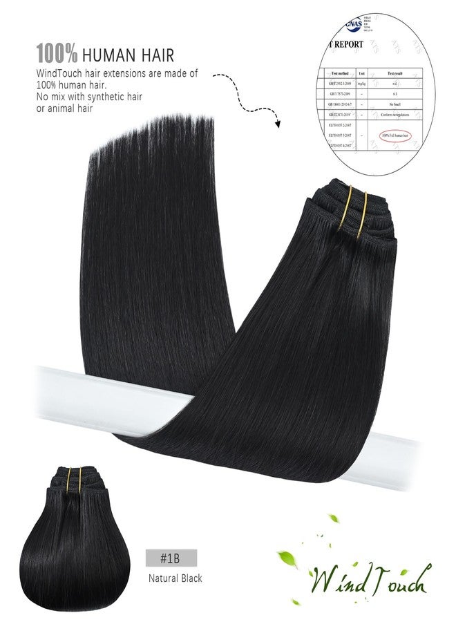 WindTouch Clip In Hair Extensions Real Human Hair Black Hair Extensions Remy Hair 7pcs 18 Inch 75g #1B Natural Black Clip Ins Real Human Hair Black Women - Image 5